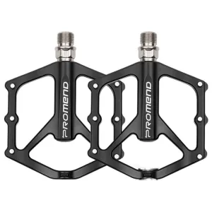 1 Pair PROMEND PD-M46 Bicycle Pedal Aluminum Alloy CNC Bearing Palin Pedal(Black)