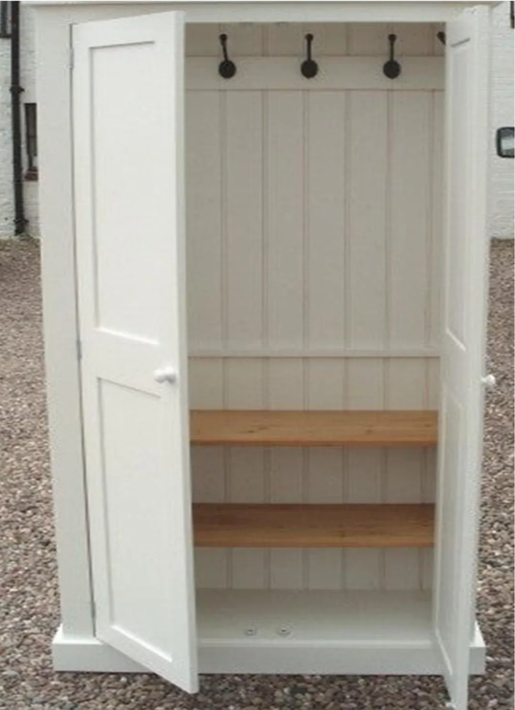 **150 cm Medium Height 2 door Hallway, Utility, Cloak Room Storage Cupboard with Hooks and Shelves (35 cm deep) SIZE VARIATIONS