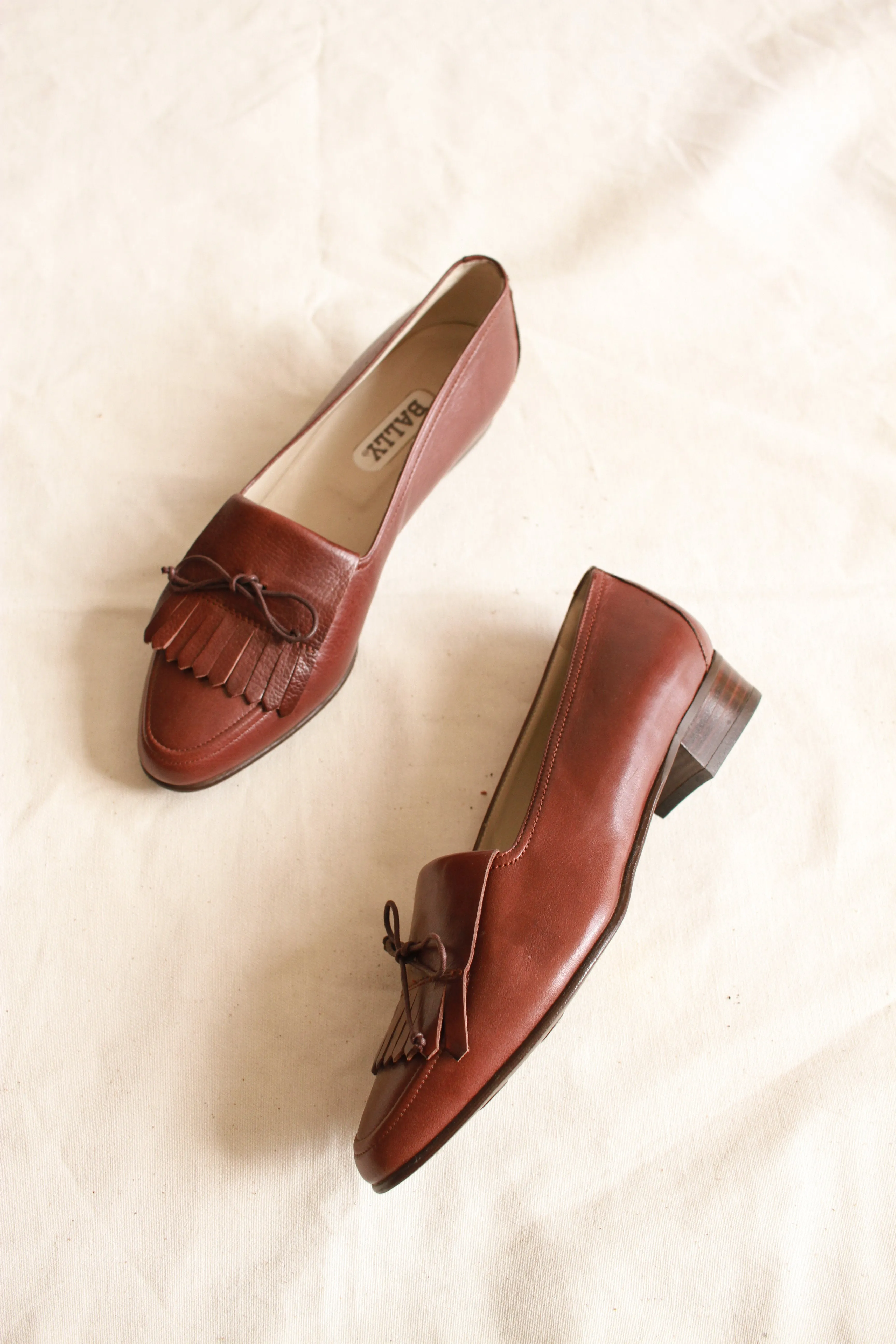 1980s Brown Leather Bally Loafers | Size 8