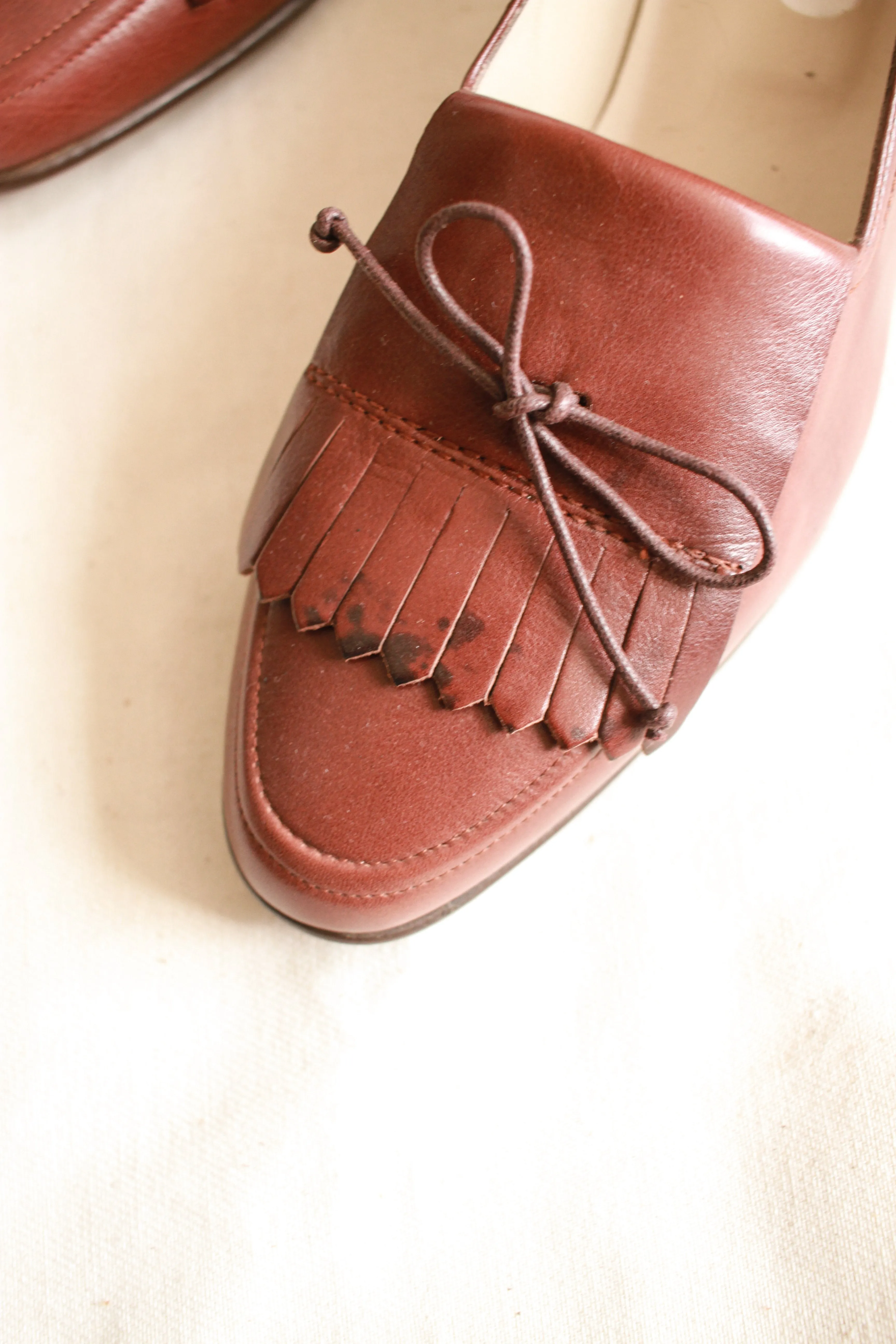 1980s Brown Leather Bally Loafers | Size 8