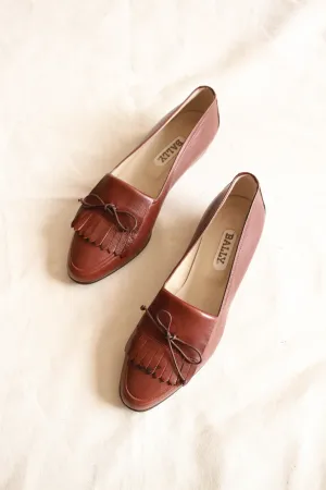 1980s Brown Leather Bally Loafers | Size 8