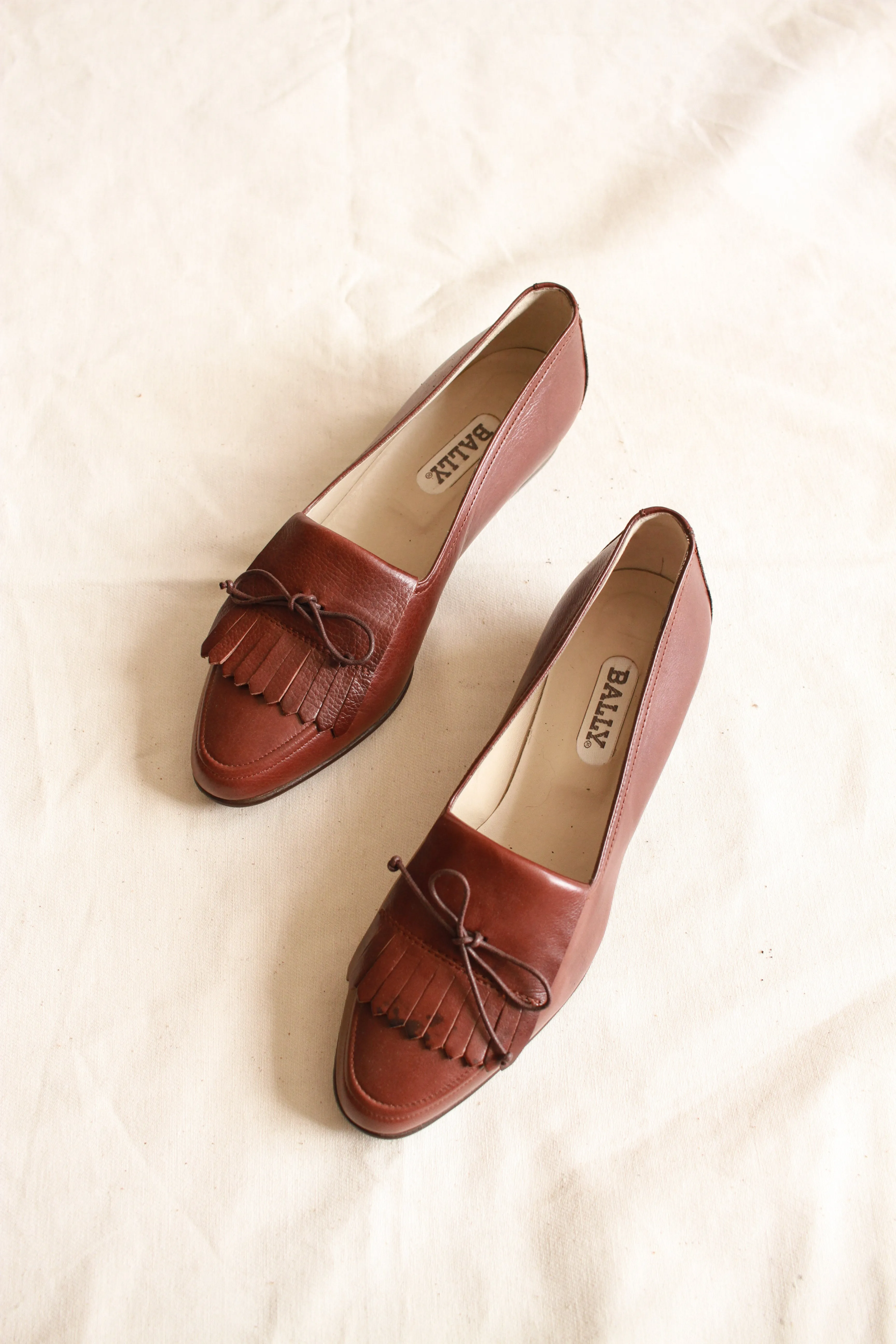 1980s Brown Leather Bally Loafers | Size 8