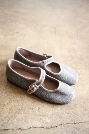 1980s Grey Wool Mary Jane Flats | 6