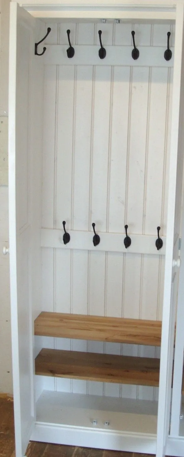 **2 Door Hallway, Utility, Cloak Room Storage Cupboard with Hooks and Shelves (40 cm deep) ALL  SIZE VARIATIONS