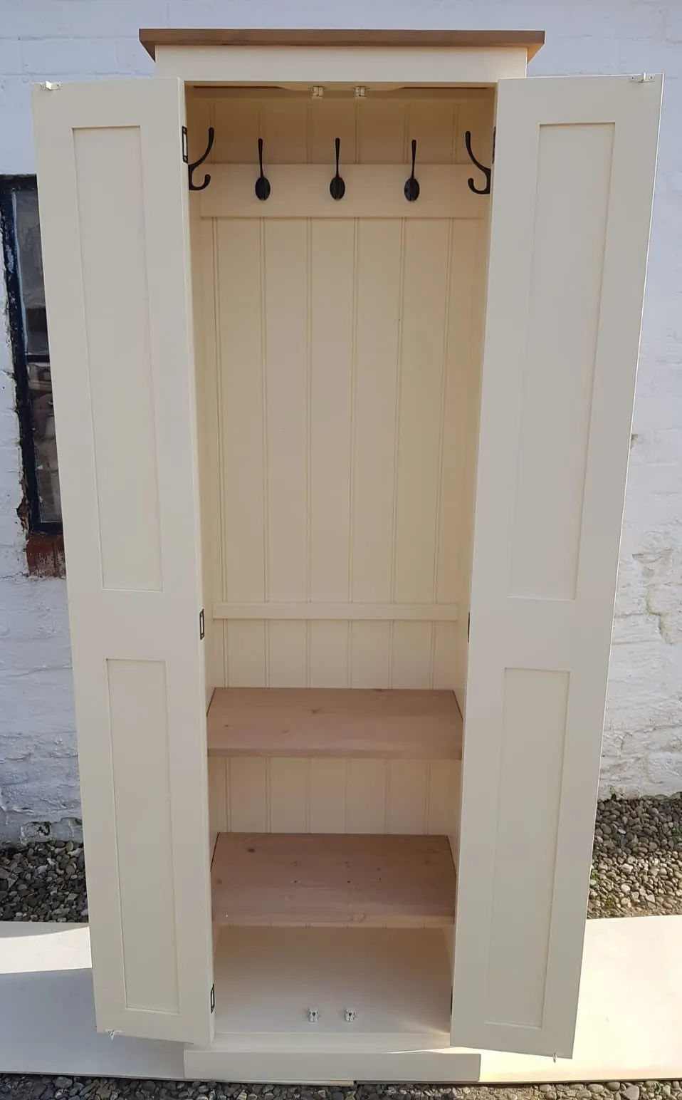 **2 Door Hallway, Utility, Cloak Room Storage Cupboard with Hooks and Shelves (40 cm deep) ALL  SIZE VARIATIONS