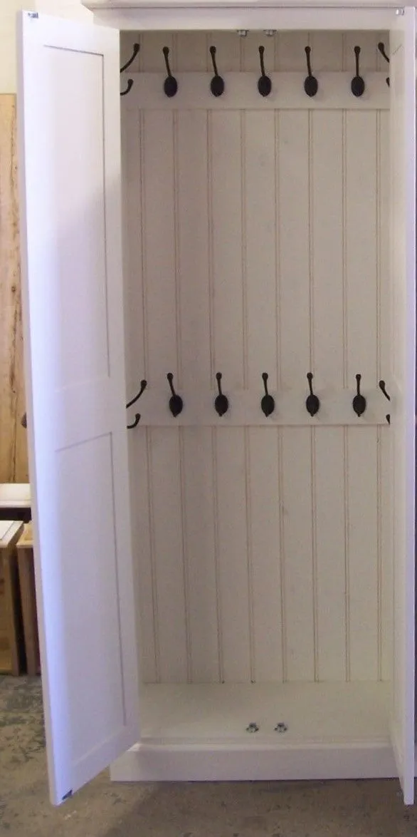 **2 Door Hallway, Utility, Cloak Room Storage Cupboard with Hooks and Shelves (40 cm deep) ALL  SIZE VARIATIONS