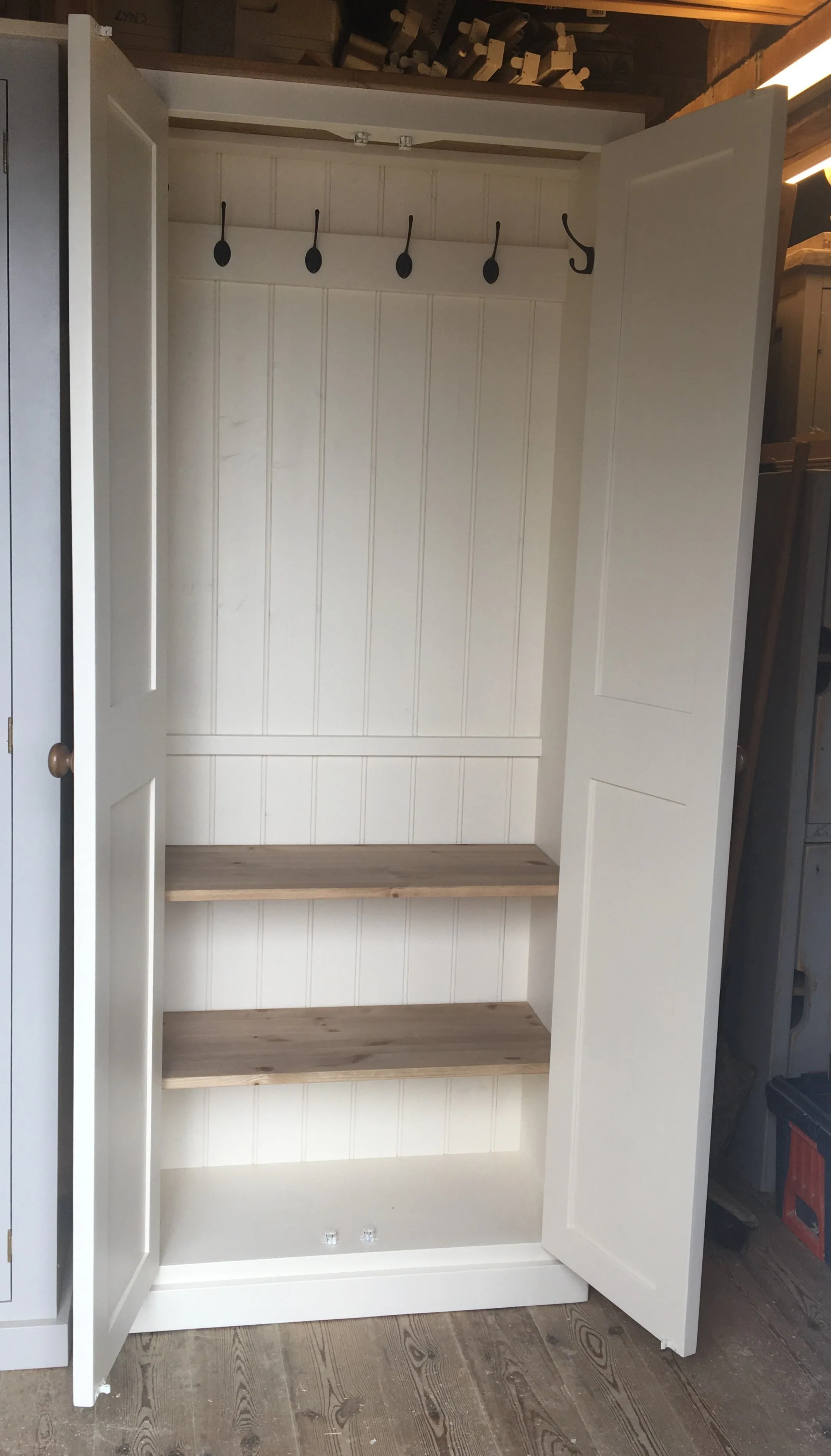 **2 Door Hallway, Utility, Cloak Room Storage Cupboard with Hooks and Shelves (40 cm deep) ALL  SIZE VARIATIONS