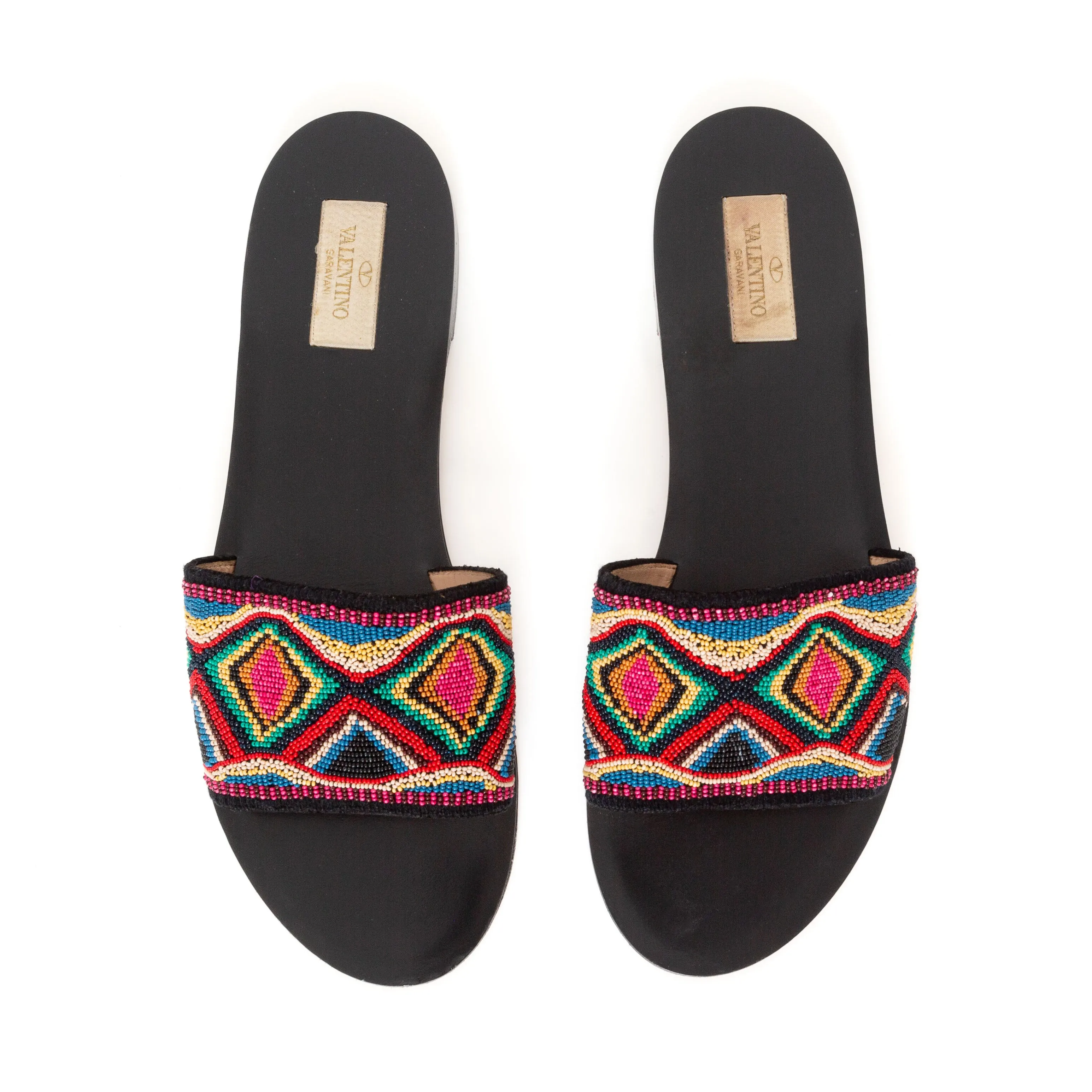 2000s Multicolored Beaded Slide Sandals 40