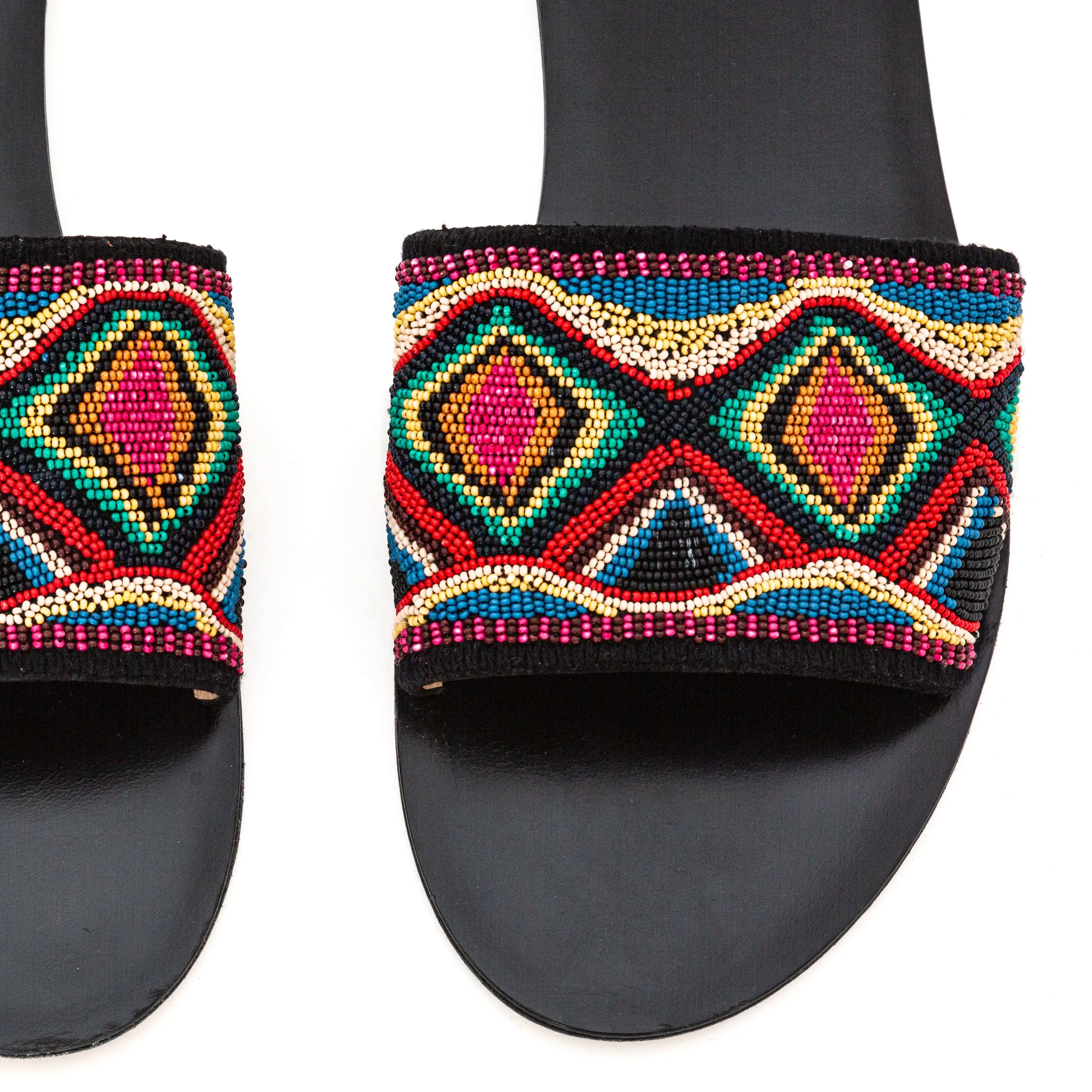 2000s Multicolored Beaded Slide Sandals 40