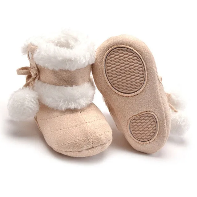 2016 Cute Ball Winter Boots Fashion Soft Bottom Baby Moccasin Baby First Walkers Baby Warm Boots Non-slip Boots for Baby Girls