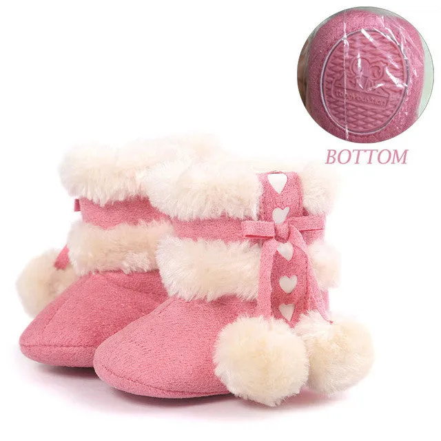 2016 Cute Ball Winter Boots Fashion Soft Bottom Baby Moccasin Baby First Walkers Baby Warm Boots Non-slip Boots for Baby Girls