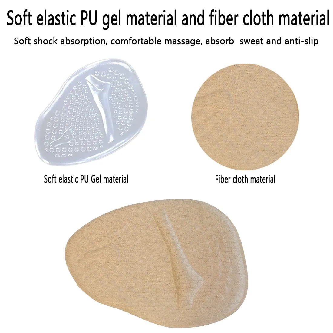 3 Pairs Metatarsal Pads for Women,Ball of Foot Cushions Soft Gel Forefoot Cushion Inserts for Women Shoes Relieves Pain and Discomfort,Sweat Absorption and Non-Slip Foot Pad and Insole (Beige)