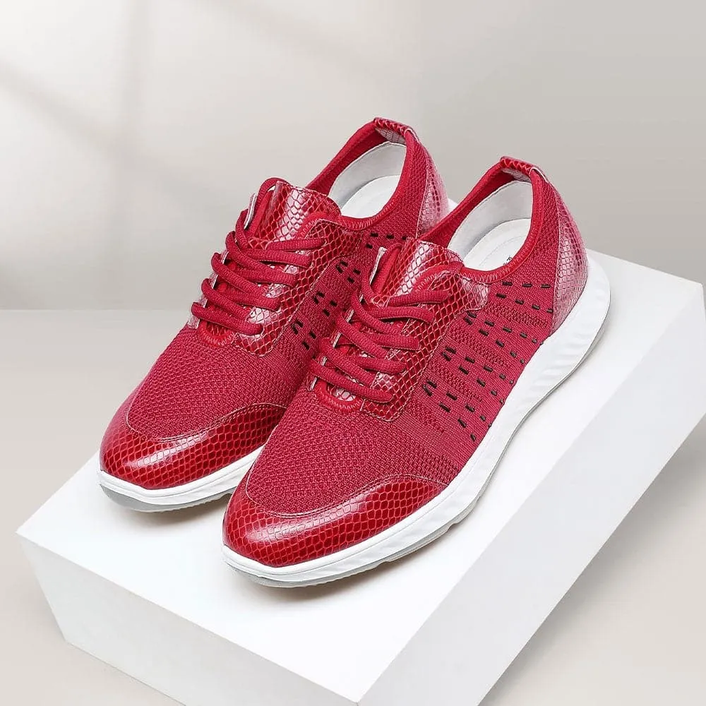 5 CM/1.95 Inches CMR CHAMARIPA Taller Shoes - Red Knit Sneakers for Men - Elevate Your Height