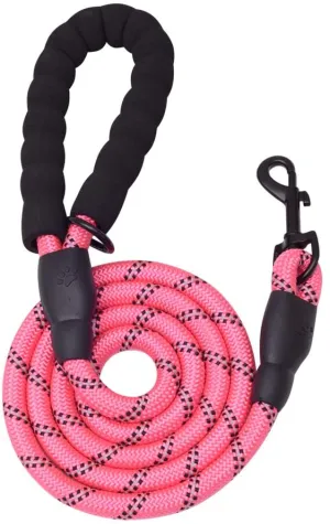 5 FT Thick Highly Reflective Dog Leash-Pink