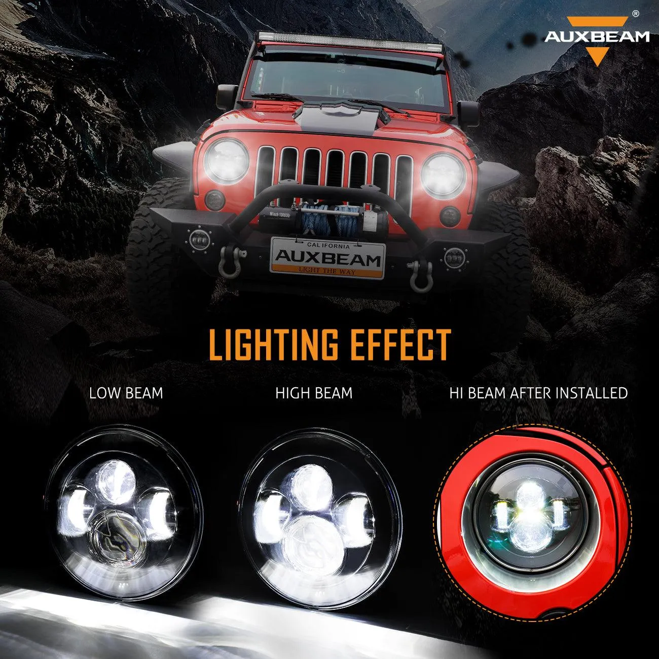 7'' LED Headlight Replacement, 4'' LED Fog Light & LED Smoke Tail Light Brake Reverse Turn Signal Lamp for Jeep Wrangler JK