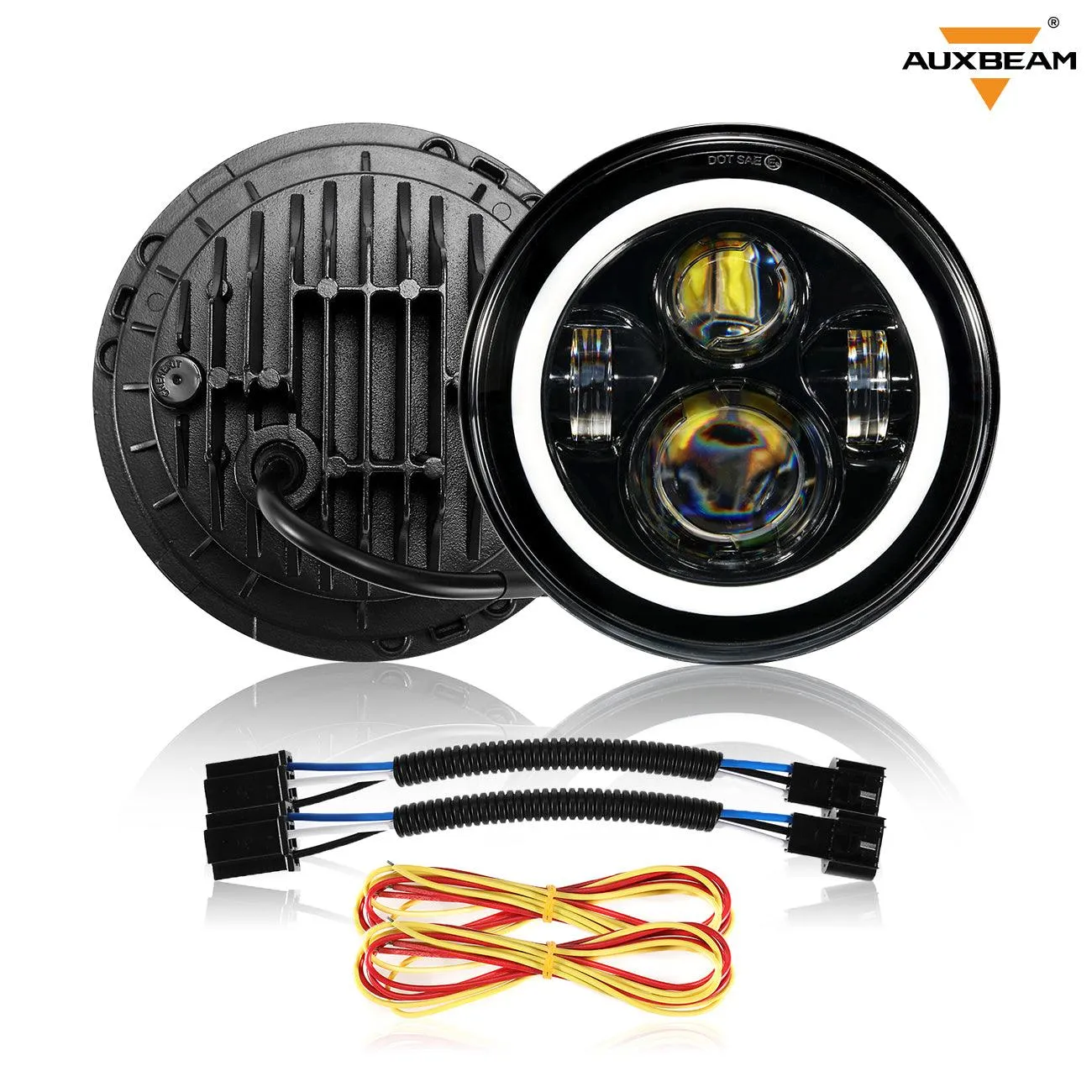 7'' LED Headlight Replacement with Halo Ring, 4'' LED Fog Light & LED Smoke Tail Light Brake Reverse Turn Signal Lamp for Jeep Wrangler JK