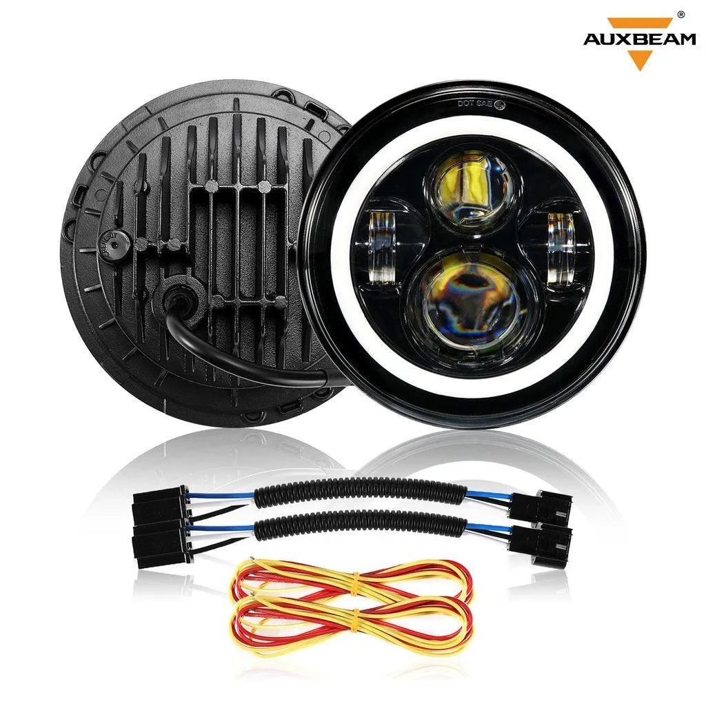 7'' LED Headlight Replacement with Halo Ring   4'' LED Fog Light   LED Smoke Tail Light   Front Turn Signal & Fender Flares Side Marker Light for Jeep Wrangler JK