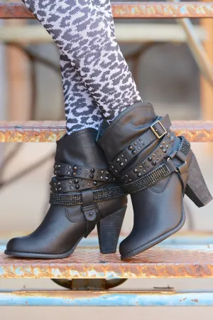 A Rhinestone In The Rough Booties - Black