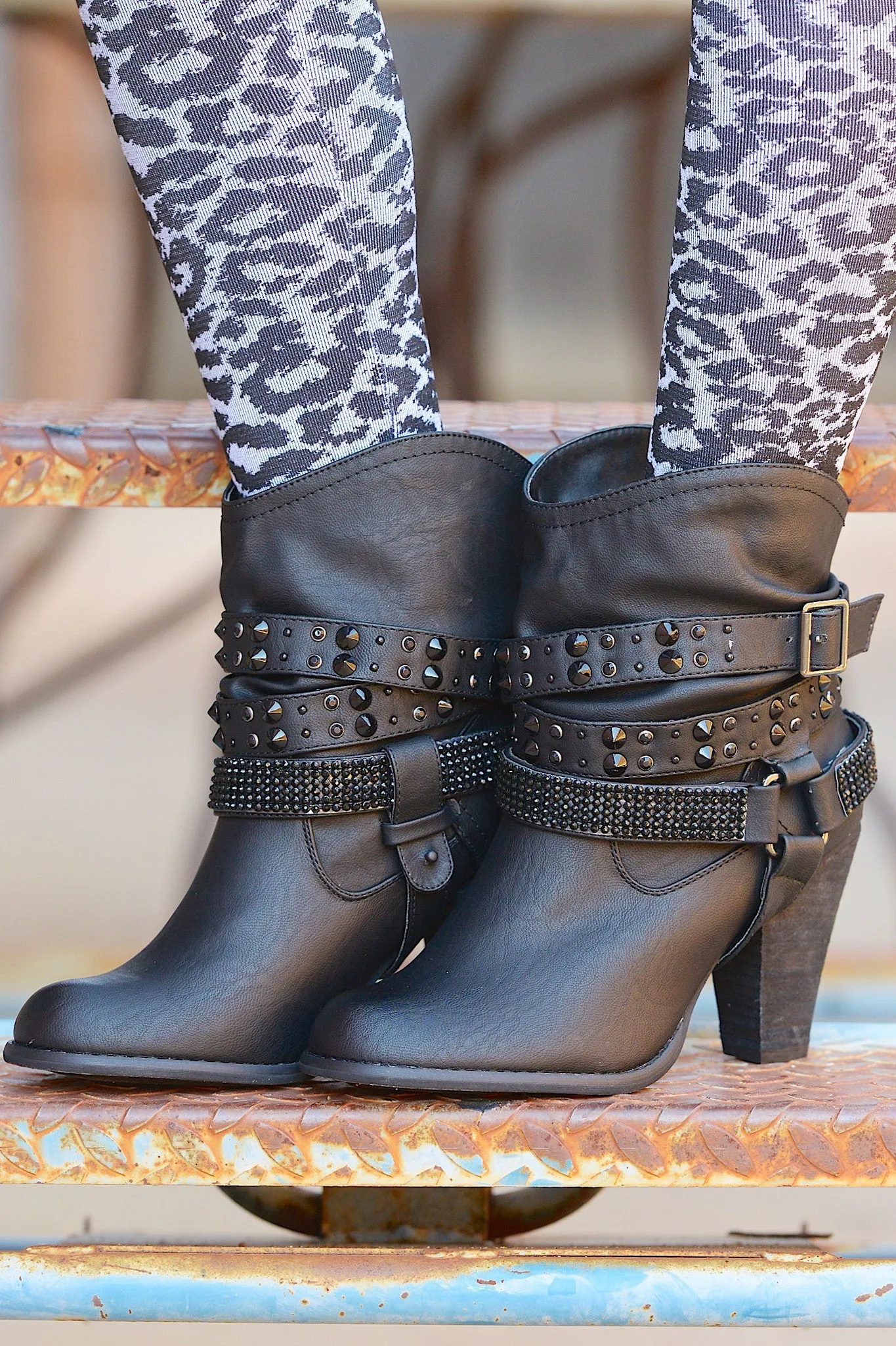 A Rhinestone In The Rough Booties - Black