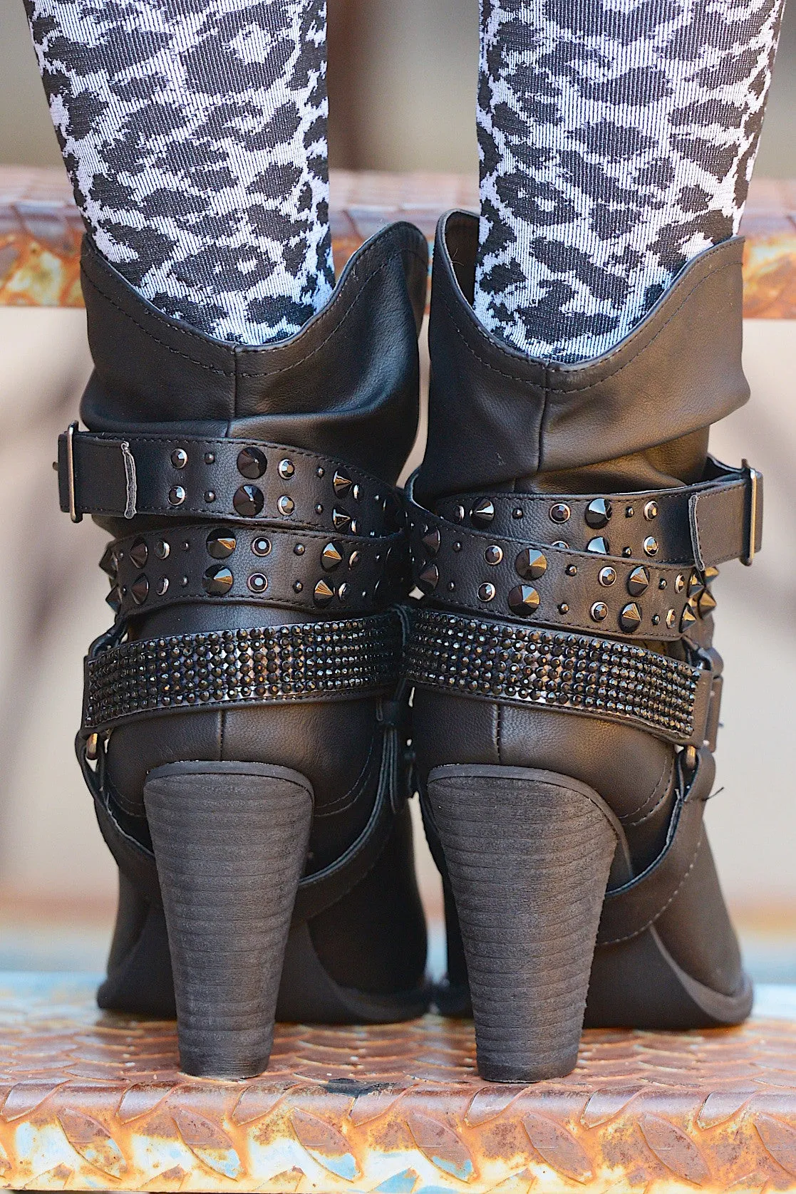 A Rhinestone In The Rough Booties - Black