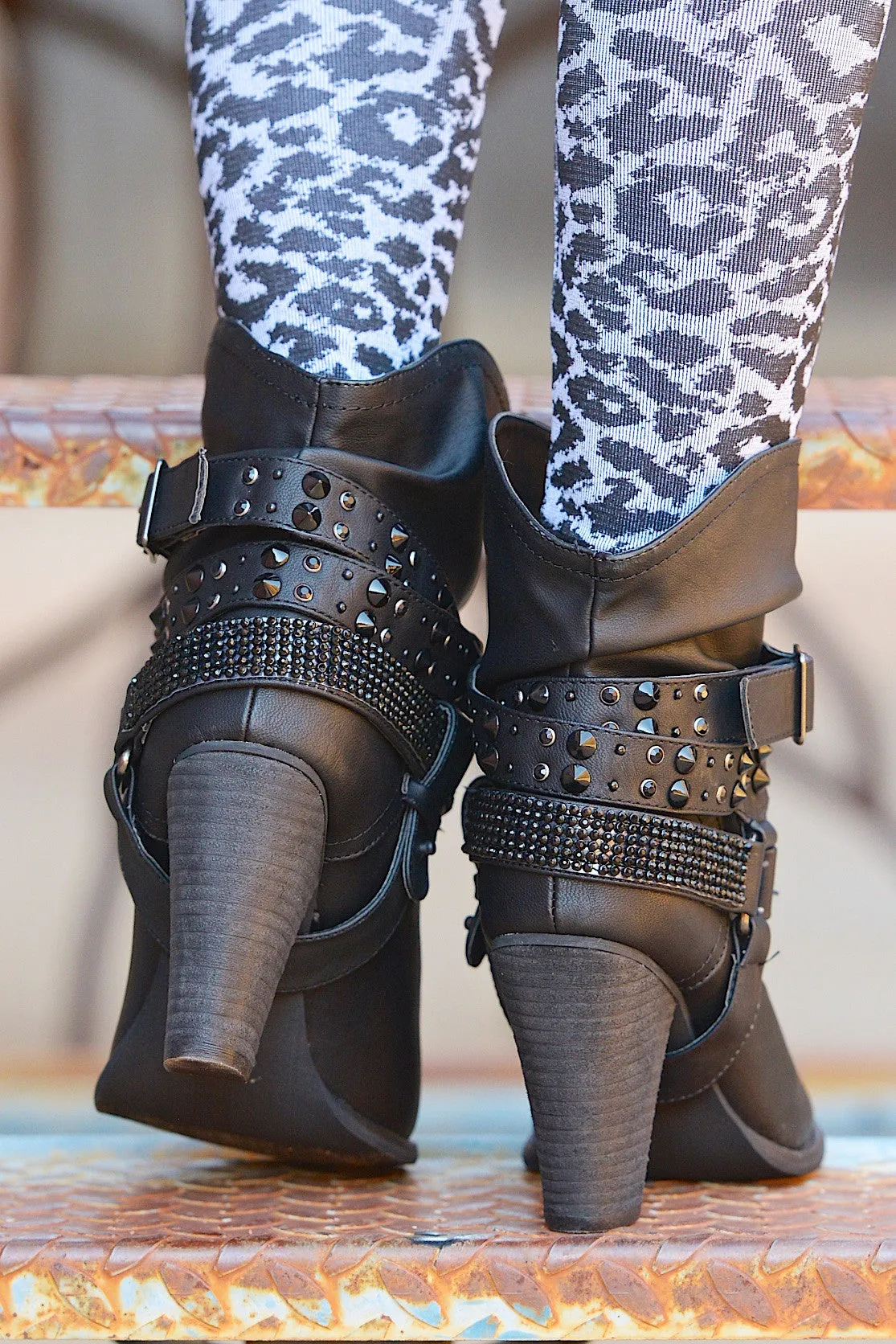 A Rhinestone In The Rough Booties - Black