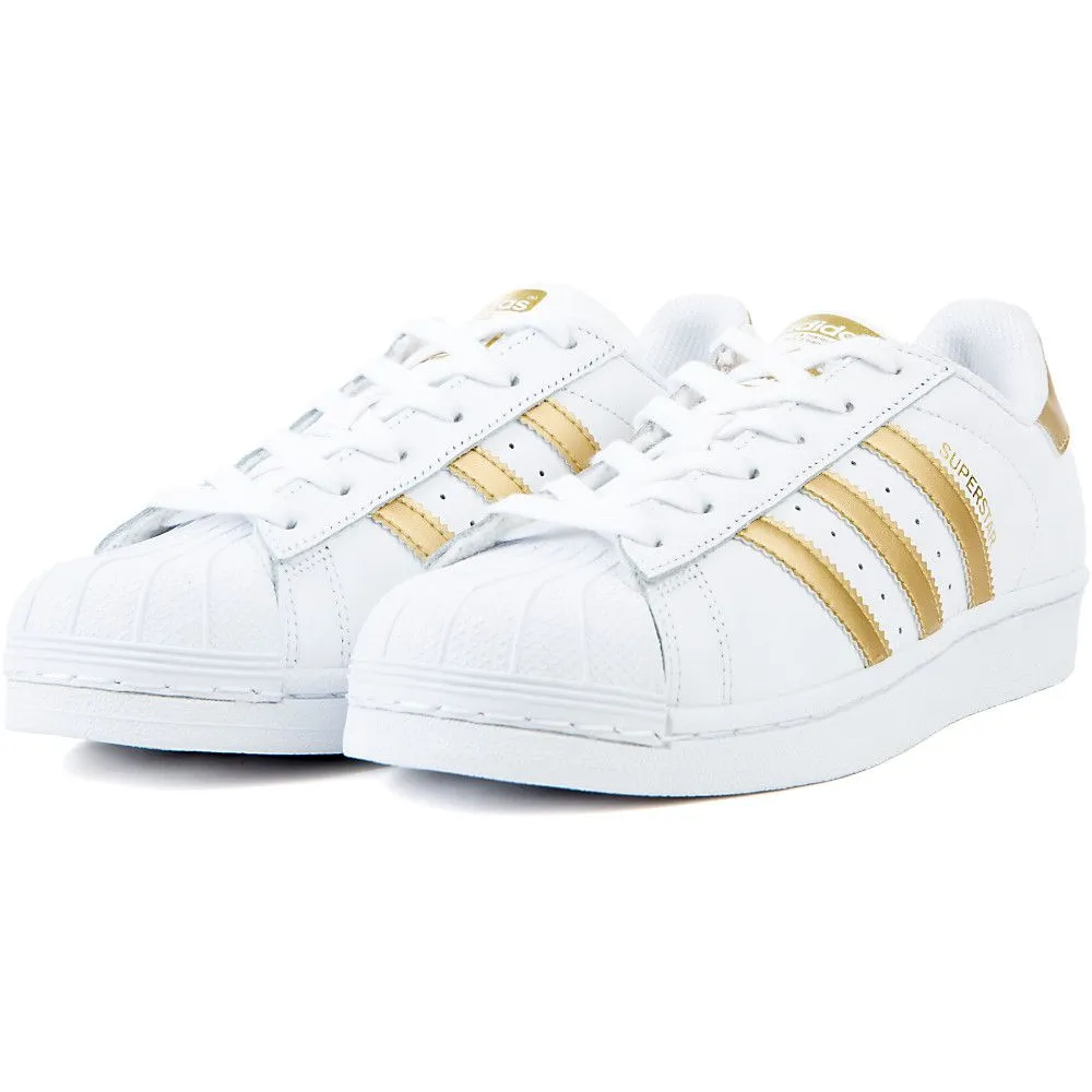 Adidas Kid's Superstar J Shoes - White / Gold Metallic