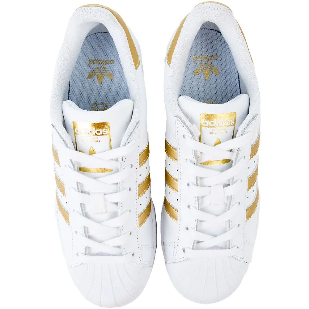 Adidas Kid's Superstar J Shoes - White / Gold Metallic