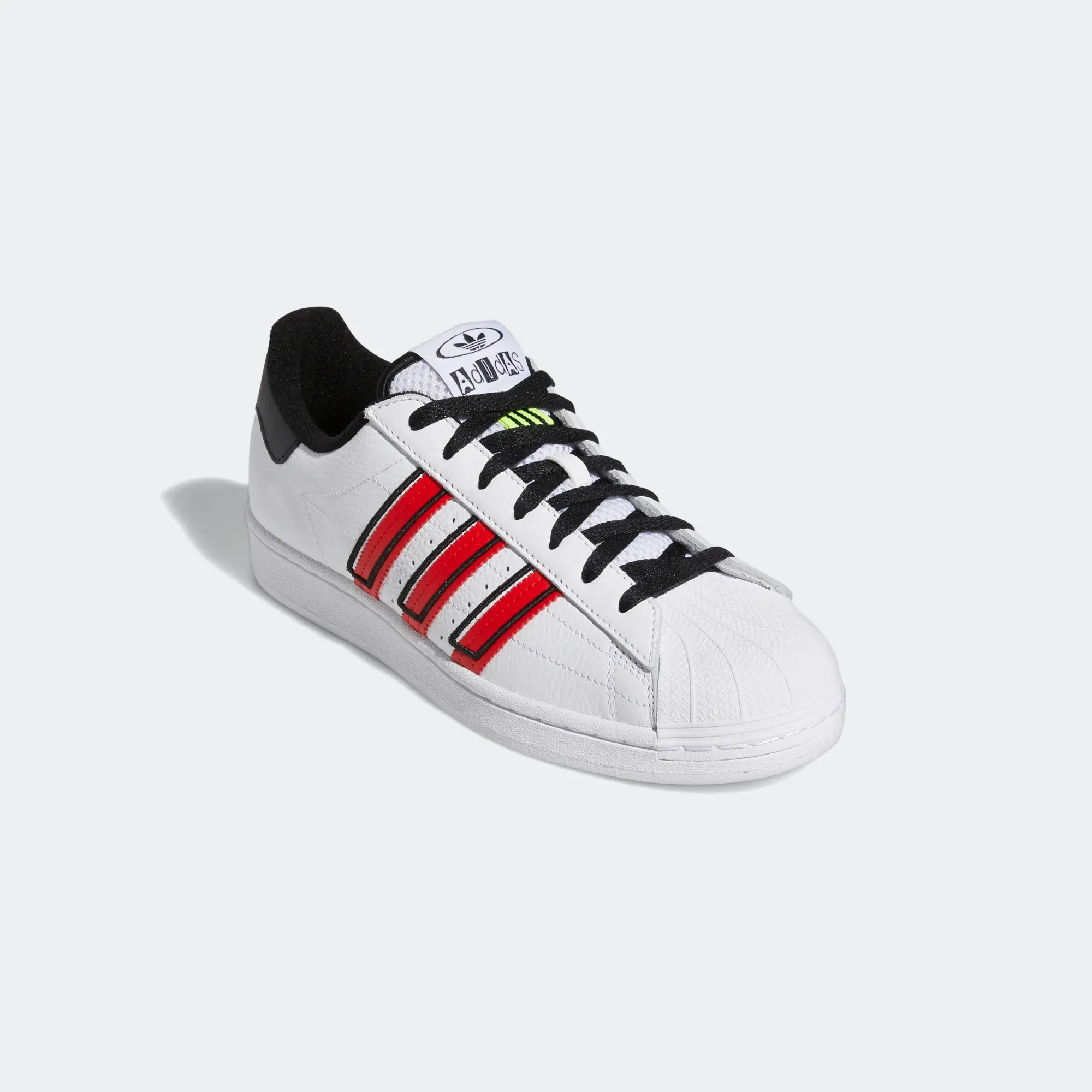 Adidas Men's Superstar Shoes - Cloud White / Vivid Red / Solar Yellow