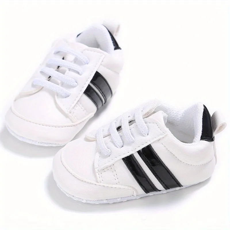 Adorable Striped Crib Shoes for Baby Boys & Girls - Lightweight & Non-Slip for First Walkers!