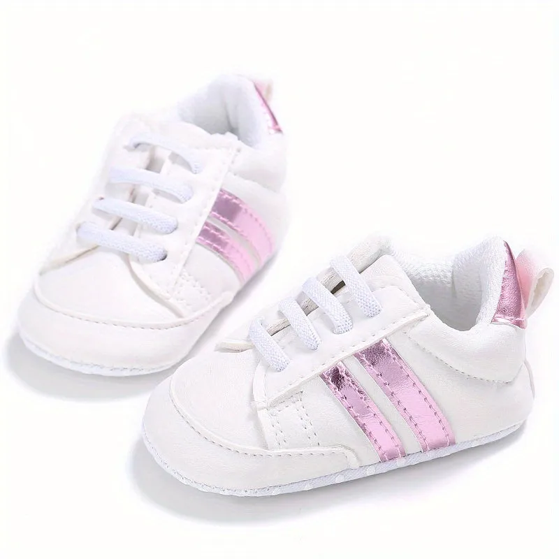 Adorable Striped Crib Shoes for Baby Boys & Girls - Lightweight & Non-Slip for First Walkers!