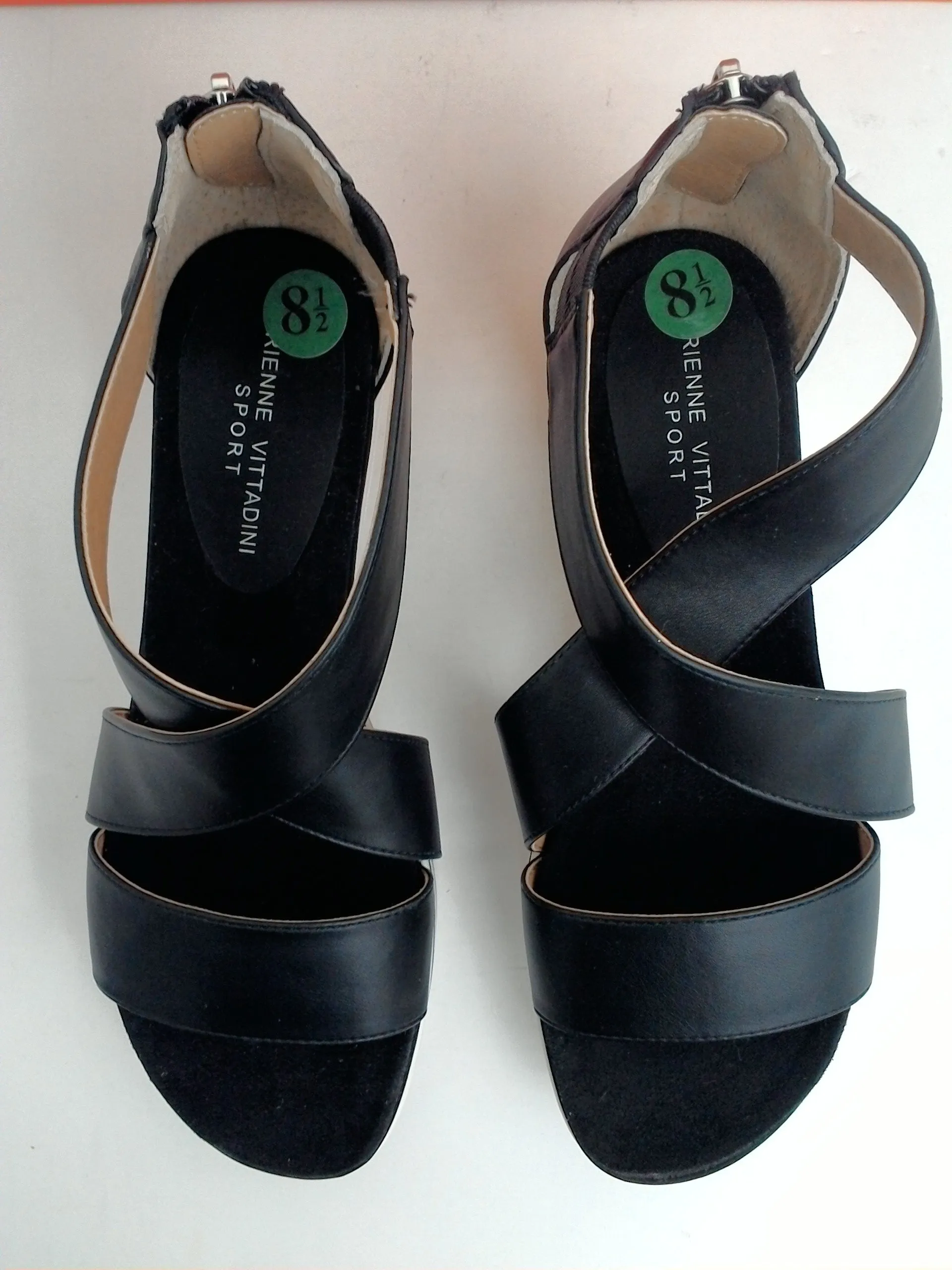 ADRIENNE VITTADINI Women's Sport Carry platform Black Sandal Size 8.5 M