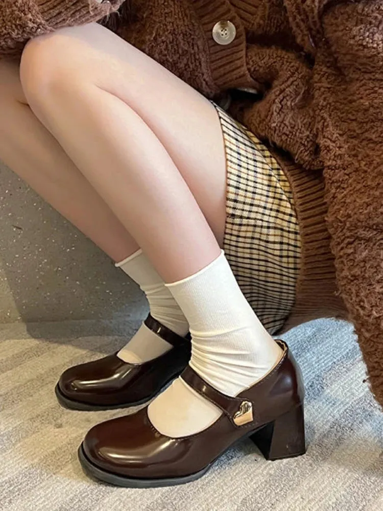 Advbridge -  Vintage France Mary Janes Shoes Women Belt Buckle Casual Square Heel Shoes Female Holiday Temperament Leisure Shoes Summer