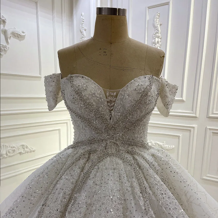 AM1252 Off The Shoulder Luxury Ball gown Wedding Dress