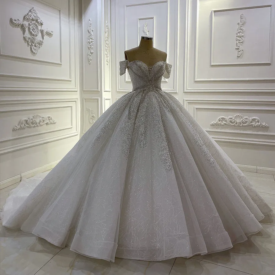 AM1252 Off The Shoulder Luxury Ball gown Wedding Dress