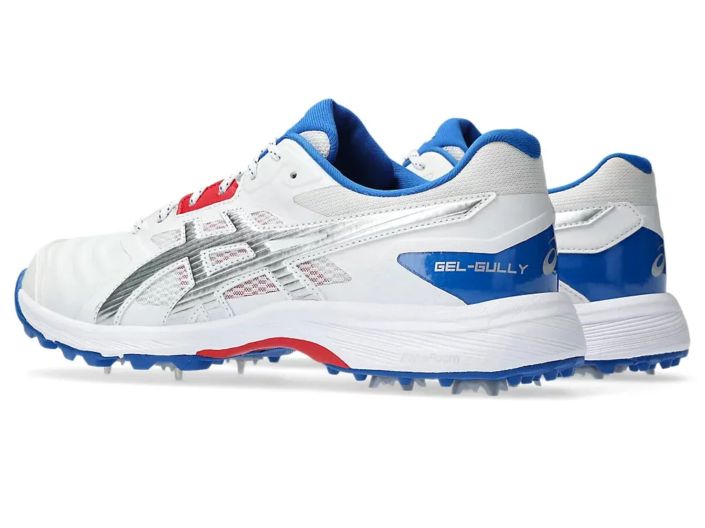 Asics GEL-GULLY 7 - White/Pure Silver Cricket Metal Spike Shoes