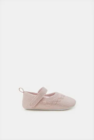 Baby Pink Velcro Pram Shoe