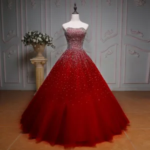 Ball Gown Red Prom Gowns Floor Length Prom Dress    cg20170