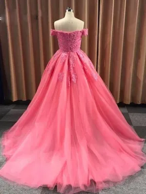 Ball Gown Sweetheart Cap Sleeve Lace Appliques Prom Dress    cg12182