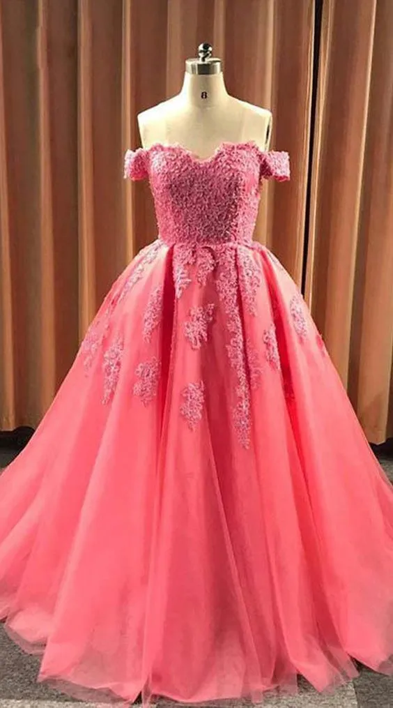 Ball Gown Sweetheart Cap Sleeve Lace Appliques Prom Dress    cg12182