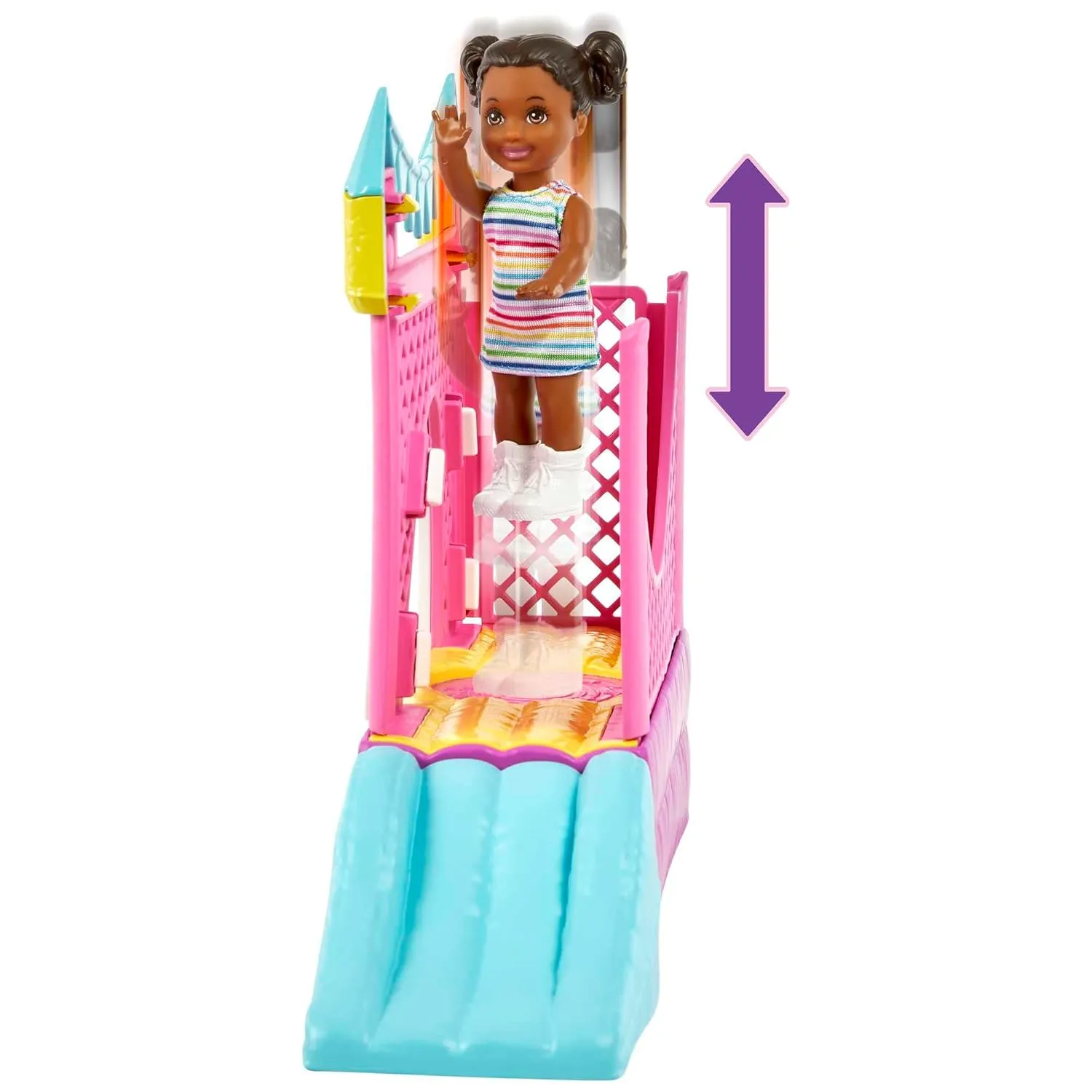 Barbie Skipper Babysitters Bounce House Playset with Skipper Babysitter Doll, Toddler Doll, Swing & Accessories for 3 Year Olds & Up