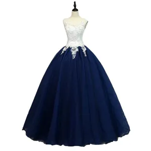 Beautiful Navy Blue Ball Gown Sweet 16 Dresses, Blue Quinceanera prom Dress   cg12089