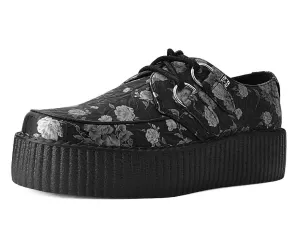 Black & Silver Rose Print D-Ring Mondo Creeper