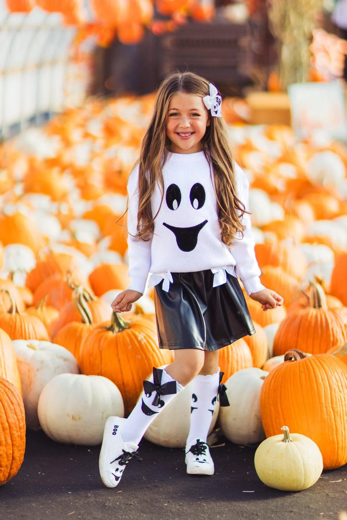 Black & White Ghost Pleather Skirt Set