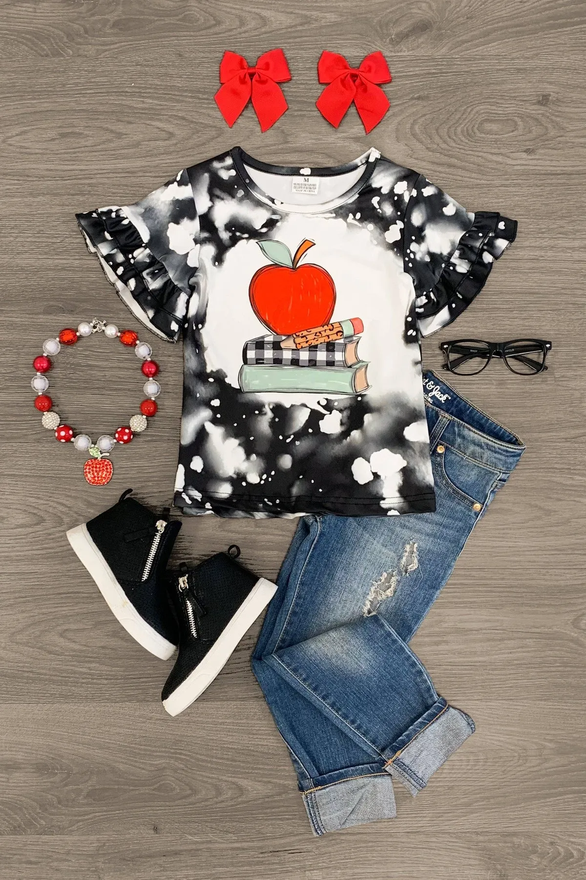 Black & White Watercolor Back To School Top