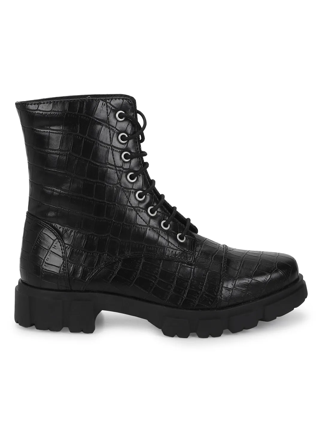 Black Croc Kitten Ankle Boots (TC-ST-1285-BLKCROC)