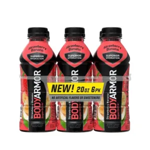 BODYARMOR Sports Drink Strawberry Banana, 20 fl oz, 6 Pack