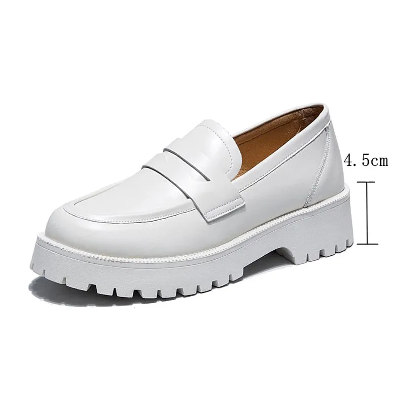 British Style Thick-soled Vegan Leather Slip-on Loafer Shoes