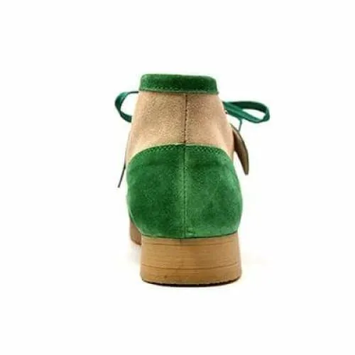 British Walkers New Castle Wallabee Boots Men's Green and Beige Suede