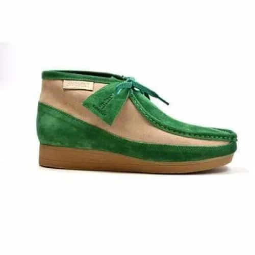 British Walkers New Castle Wallabee Boots Men's Green and Beige Suede