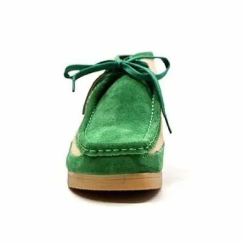 British Walkers New Castle Wallabee Boots Men's Green and Beige Suede